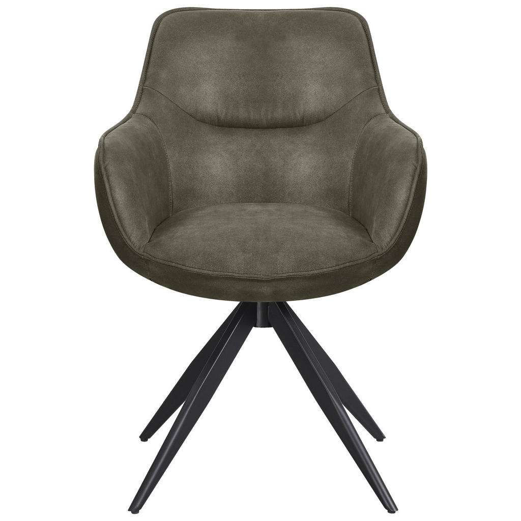 Thumbnail - Carryhome Armlehnstuhl, Grau, Schwarz, Metall, Textil, Drehkreuz, 64x86x63 cm, Sitzfläche 360° drehbar, Stühle