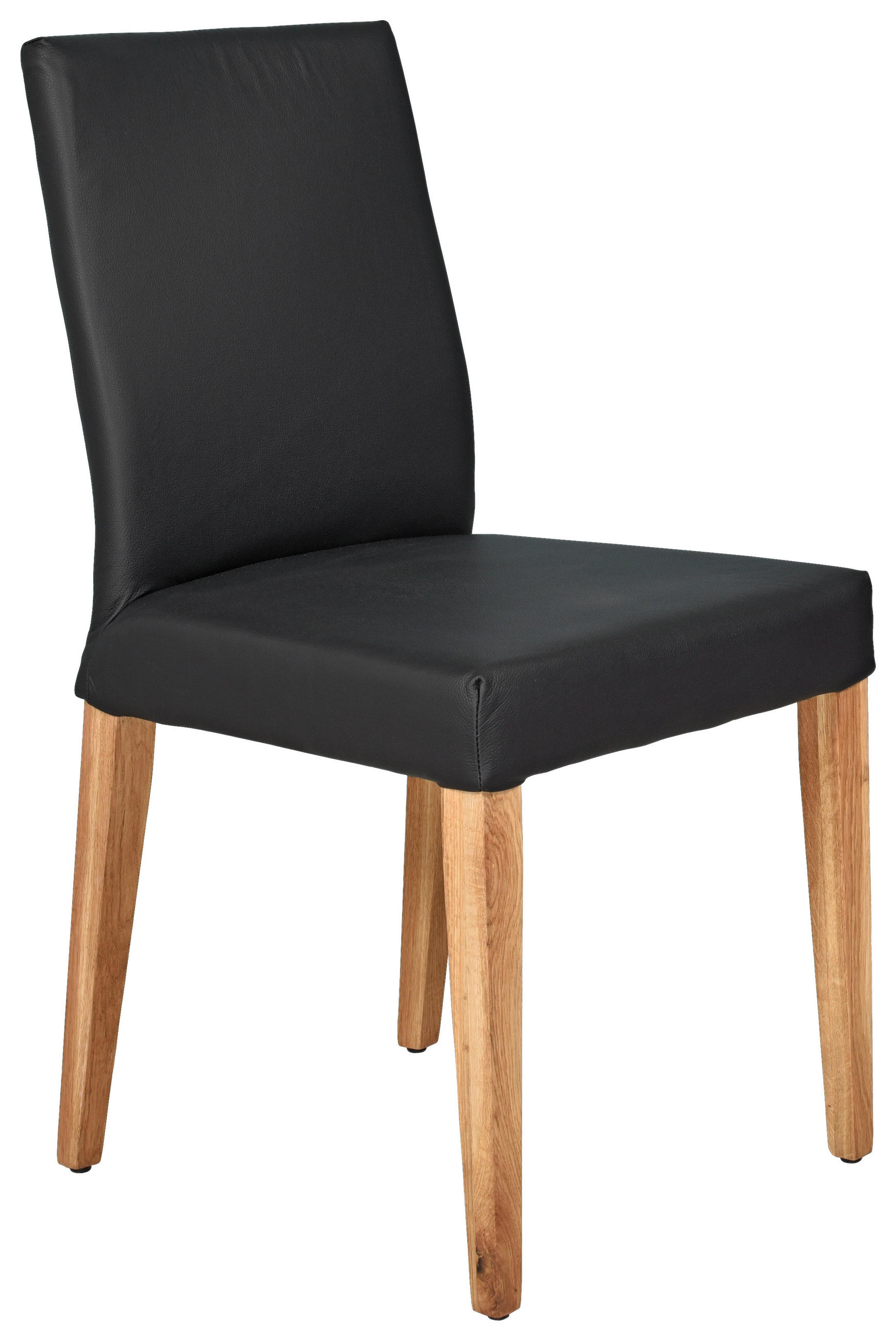 STUHL  in Echtleder  - Eichefarben/Schwarz, Konventionell, Leder/Holz (45/89/44cm)