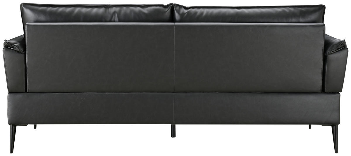 2-SITZER-SOFA Schwarz Echtleder Lederlook  - Schwarz, Design, Leder/Holz (195/87/90cm) - MID.YOU