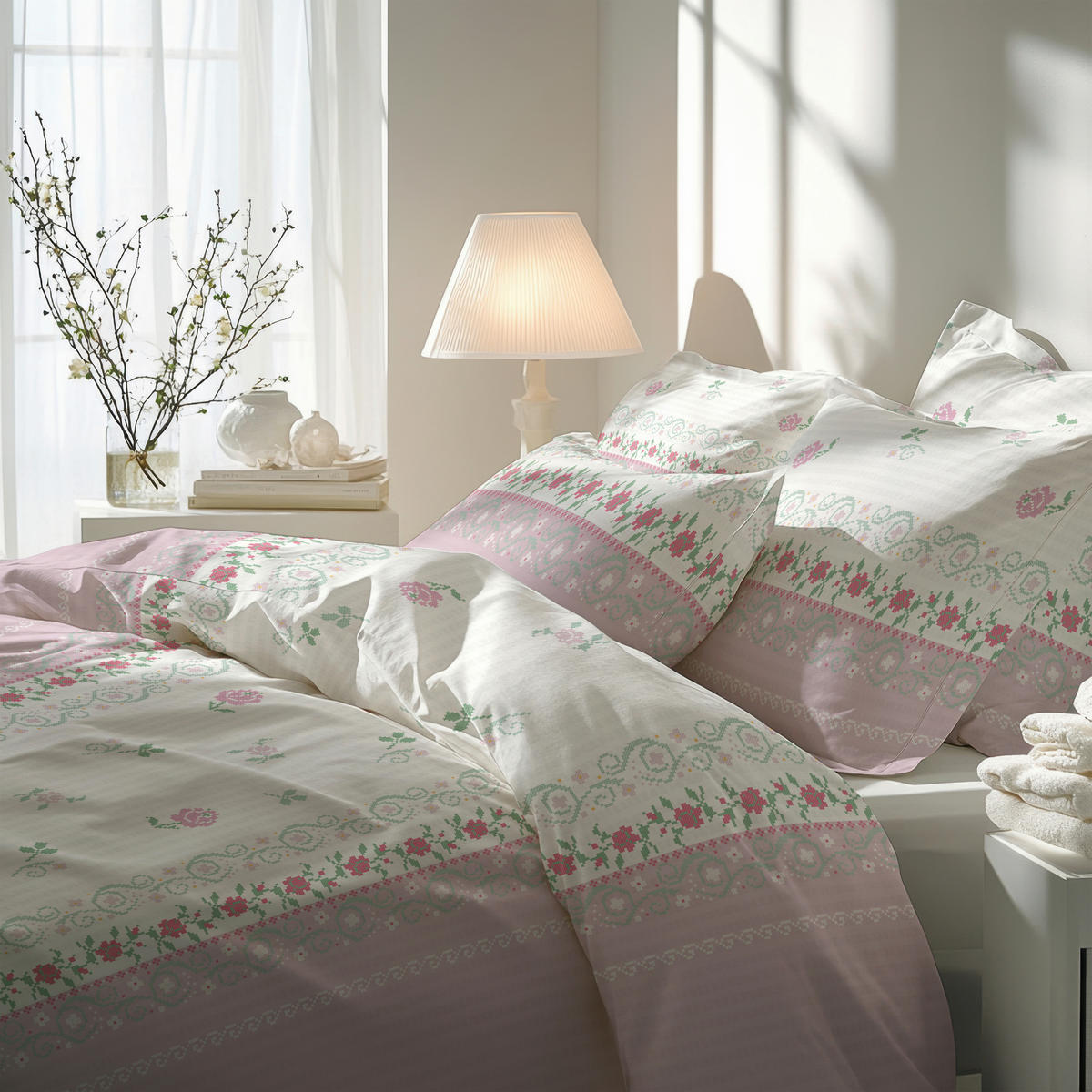 BETTWÄSCHE 4-teilig Seersucker 135/200 cm  - Rosa, Basics, Textil (135/200cm) - Florella