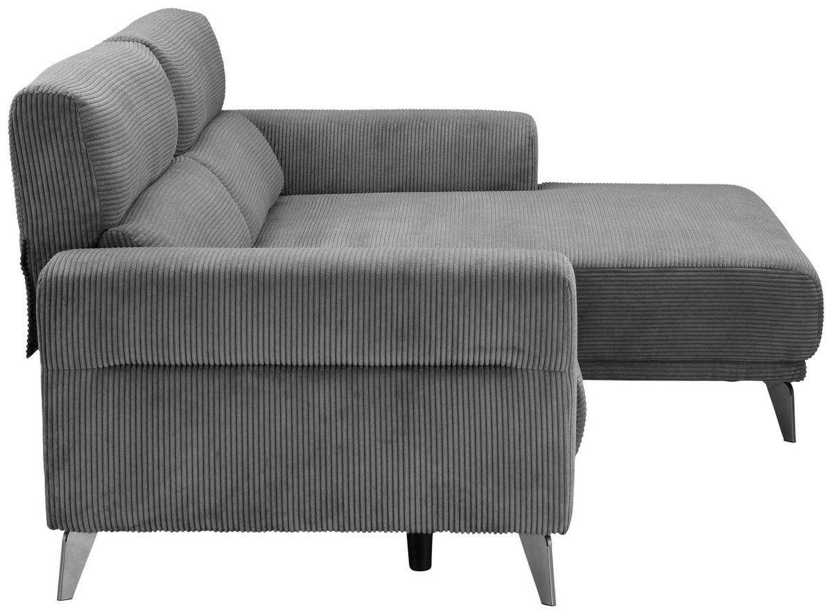 ECKSOFA Hellgrau Cord  - Silberfarben/Hellgrau, KONVENTIONELL, Textil/Metall (258/170cm) - Livetastic