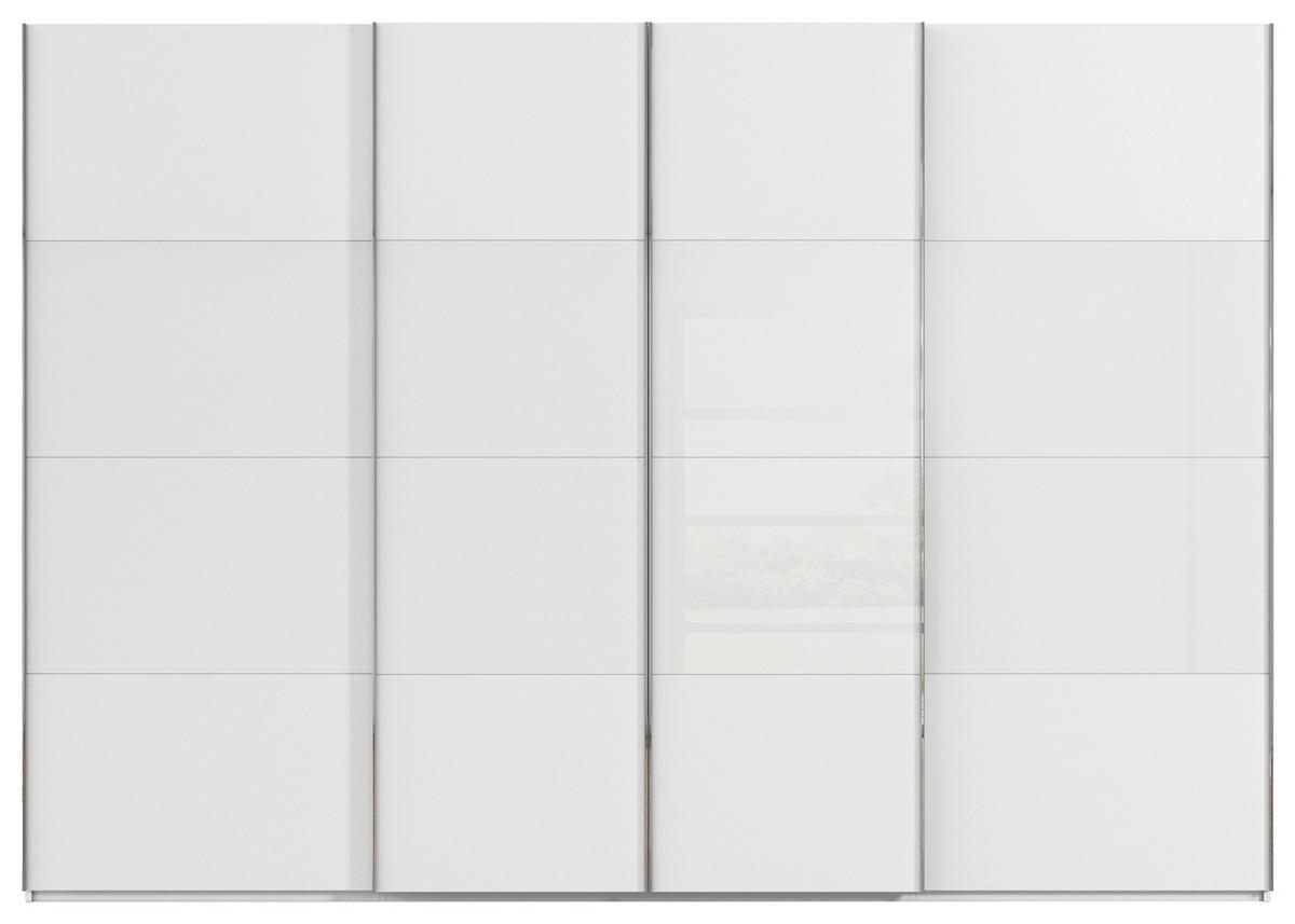 SCHWEBETÜRENSCHRANK 316/235/68 cm 4-türig Weiß  - Chromfarben/Weiß, KONVENTIONELL, Glas/Holzwerkstoff (316/235/68cm) - Novel