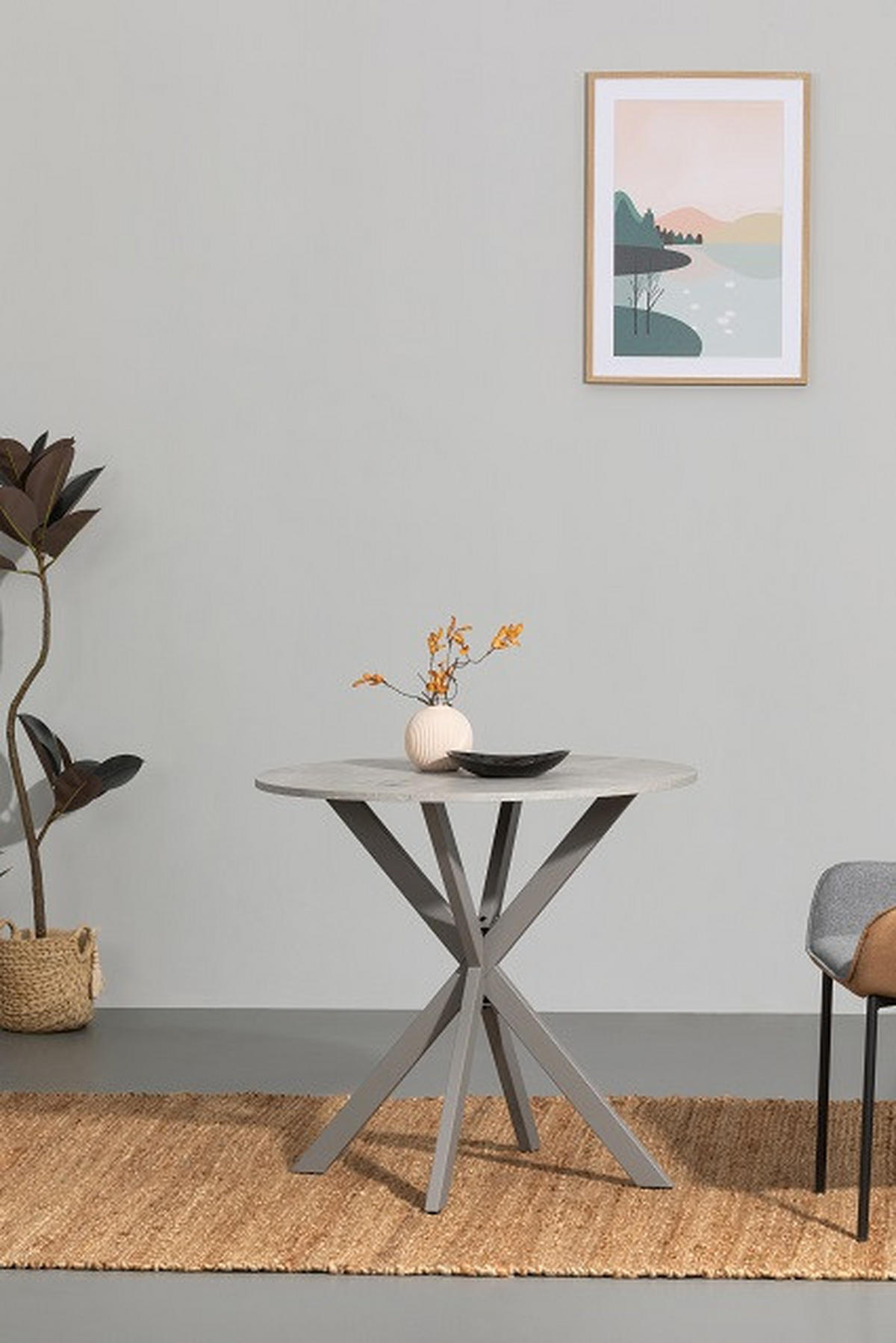 JÍDELNÍ STŮL, šedá, 80/80/75 cm - šedá, Moderní, kov/kompozitní dřevo (80/80/75cm) - MID.YOU