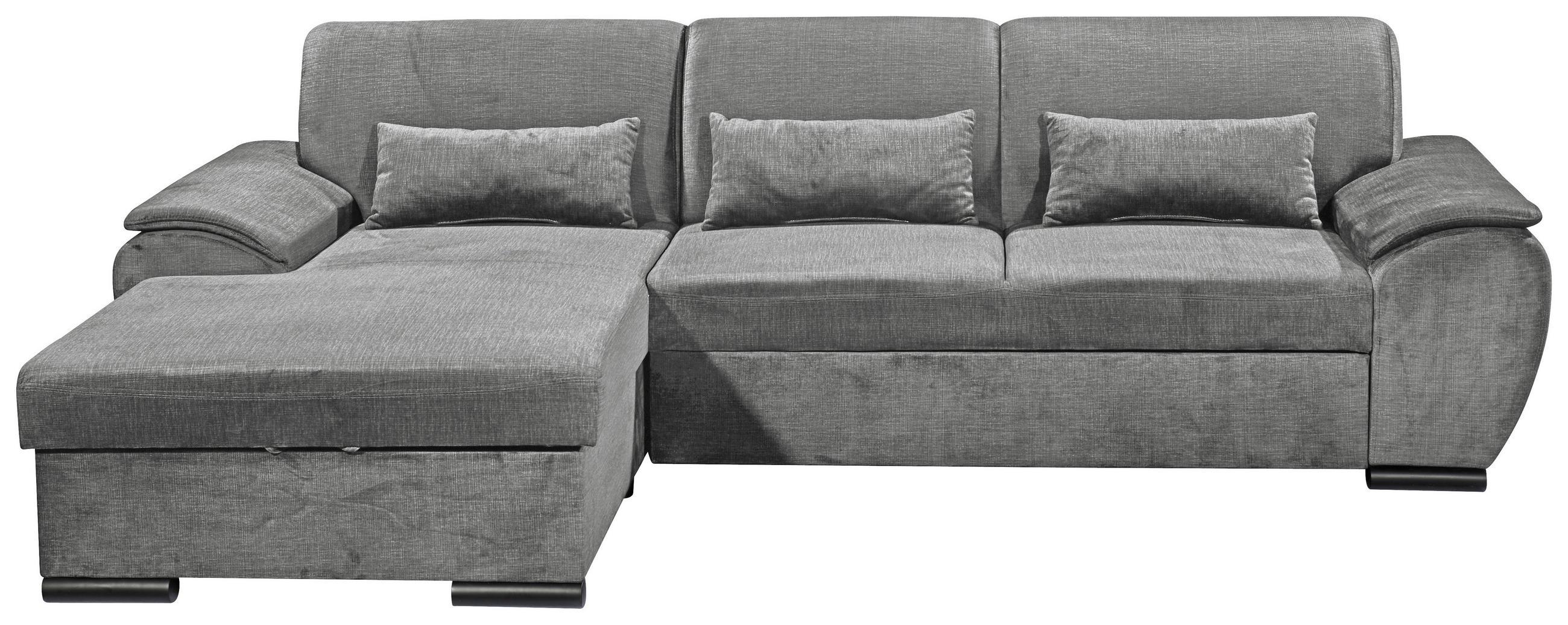 ECKSOFA Grau Mikrovelours  - Schwarz/Grau, KONVENTIONELL, Kunststoff/Textil (175/280cm) - MID.YOU