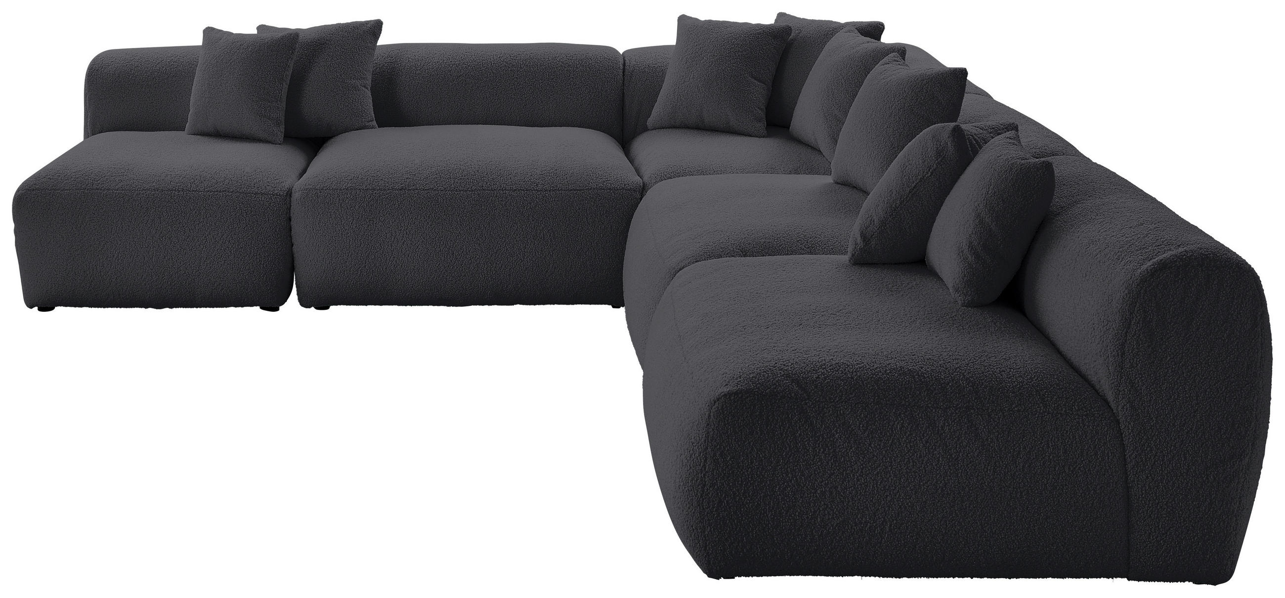 ECKSOFA Dunkelgrau Flachgewebe, Teddystoff  - Dunkelgrau, Trend, Textil (300/315cm) - Livetastic