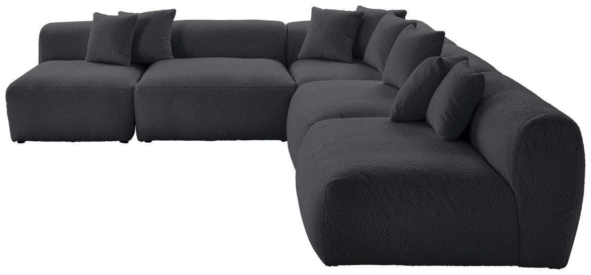 ECKSOFA in Flachgewebe, Teddystoff Dunkelgrau  - Dunkelgrau, Trend, Textil (300/315cm) - Livetastic