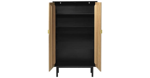HIGHBOARD Schwarz, Eichefarben - Eichefarben/Goldfarben, Design, Holzwerkstoff/Metall (95/160/40cm) - Novel