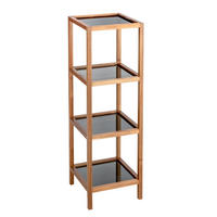 BADEZIMMERREGAL 36/112/36 cm  - Schwarz/Braun, Natur, Glas/Holz (36/112/36cm) - Wenko
