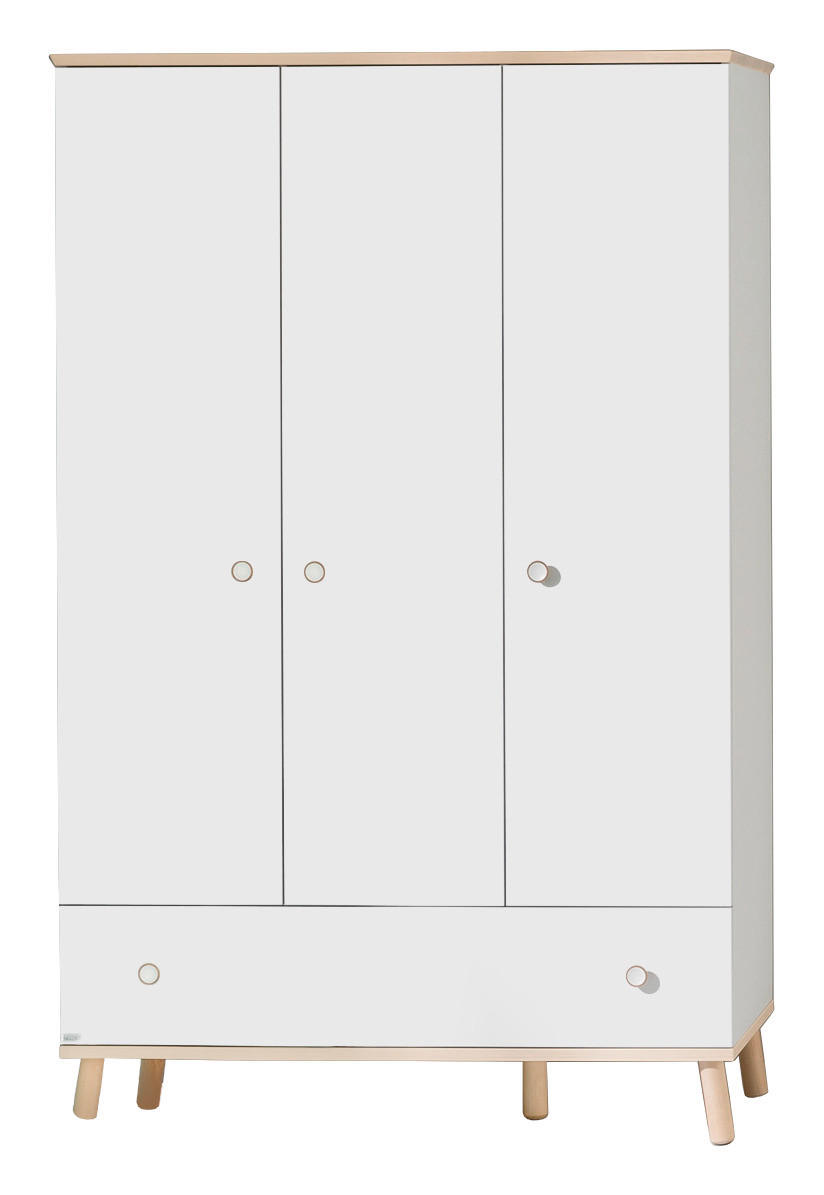  KLEIDERSCHRANK Weiß, Birkefarben  - Birkefarben/Weiß, Design, Holz/Holzwerkstoff (125,1/198,7/56,3cm) - Paidi