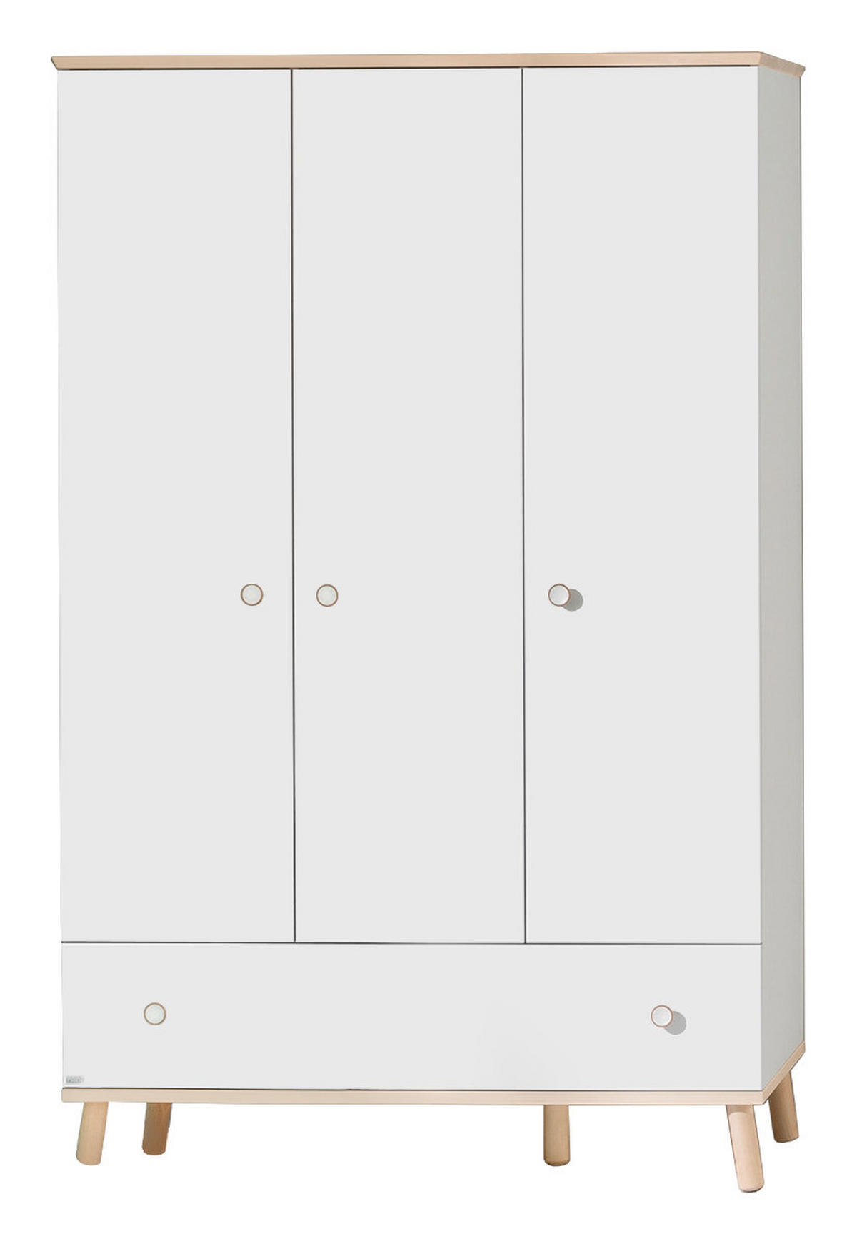  KLEIDERSCHRANK Weiß, Birkefarben  - Birkefarben/Weiß, Design, Holz/Holzwerkstoff (125,1/198,7/56,3cm) - Paidi