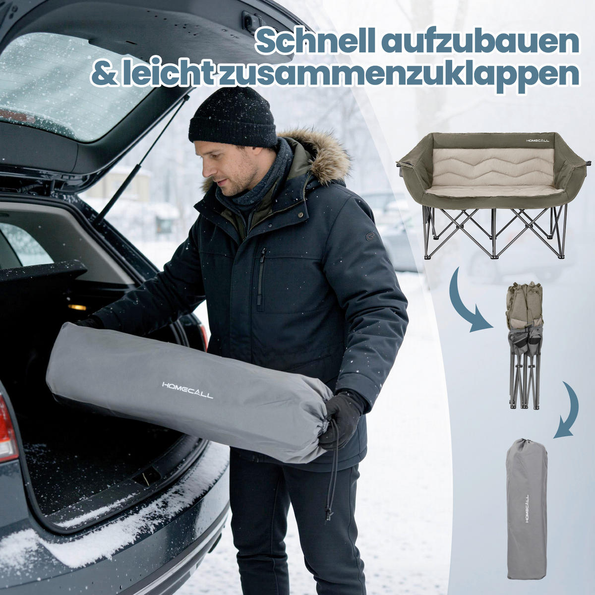 CAMPING-KLAPPSTUHL - Schwarz/Grün, Basics, Textil/Metall (134/108/50cm) - Modante