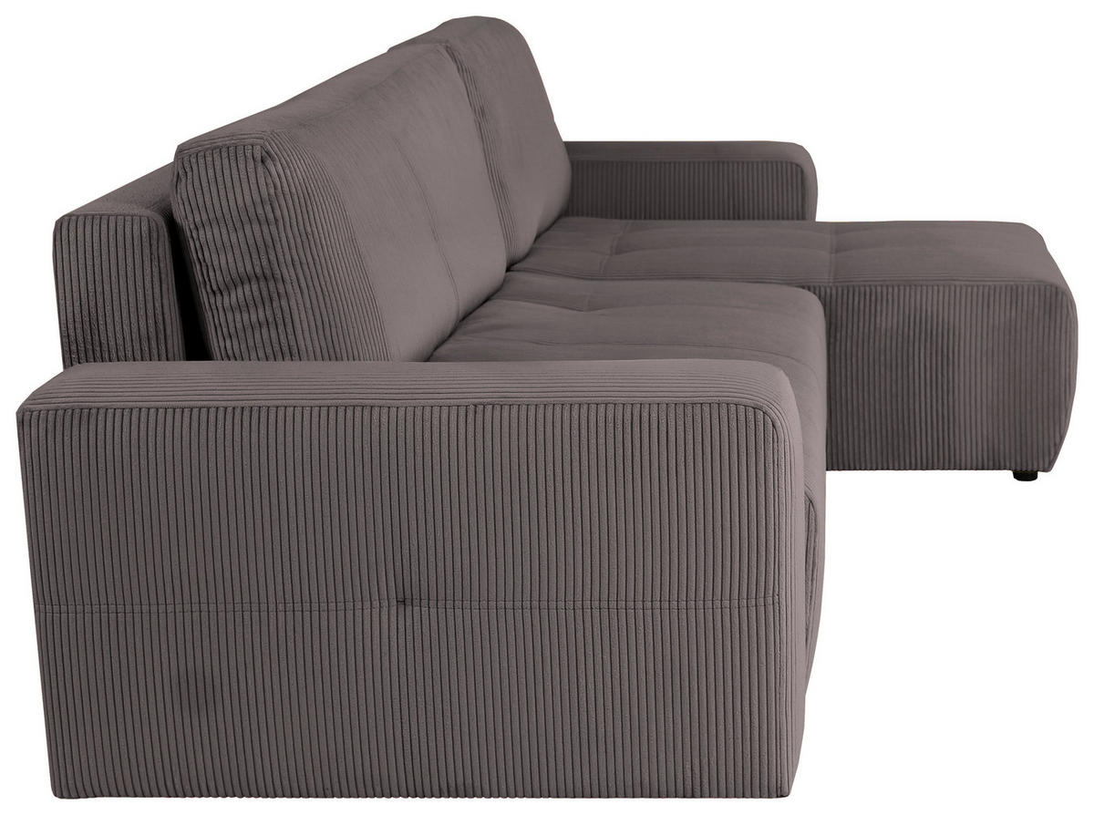 ECKSCHLAFSOFA  mit Cord Anthrazit  - Anthrazit/Schwarz, KONVENTIONELL, Textil (248/146cm) - Xora
