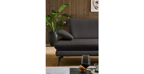 ECKSOFA in Echtleder Grau 308/195 cm - Schwarz/Grau, Design, Leder/Metall (308/195cm) - Dieter Knoll