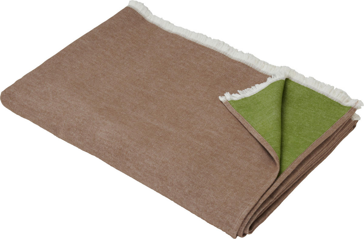 OBOUSTRANNÁ DEKA, bavlna, 140/210 cm - zelená/hnědá, Natur, textil (140/210cm) - Novel