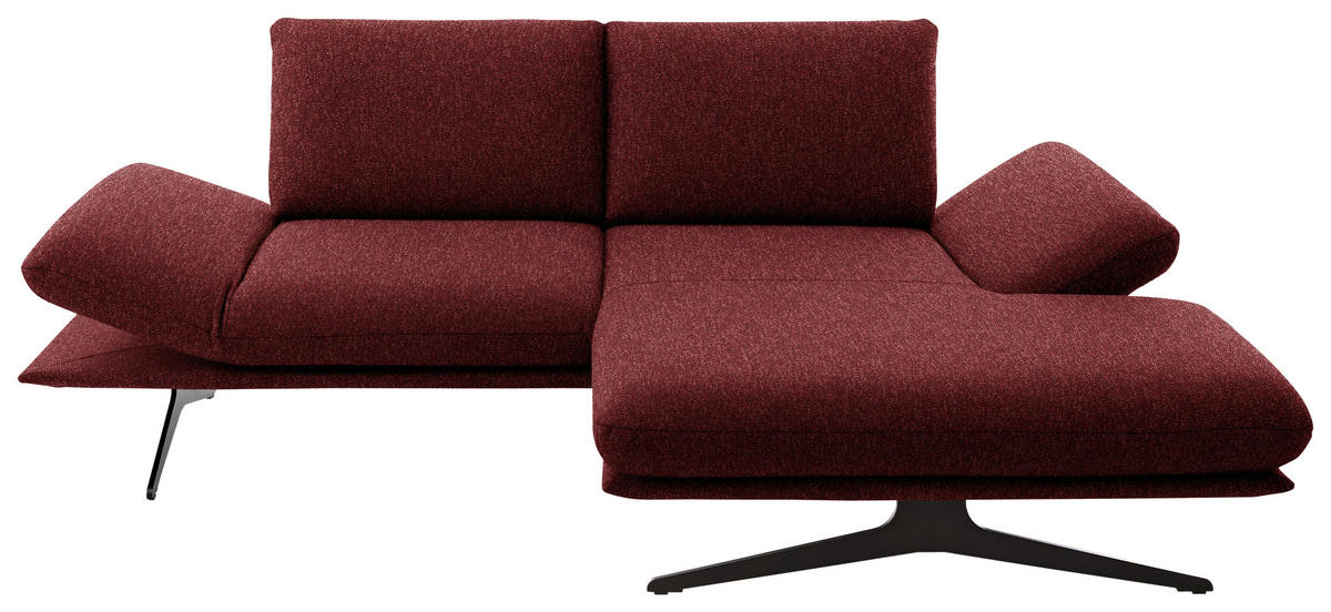 ECKSOFA  in Flachgewebe Rot  234/155 cm  - Rot/Schwarz, Design, Textil/Metall (234/155cm) - Dieter Knoll