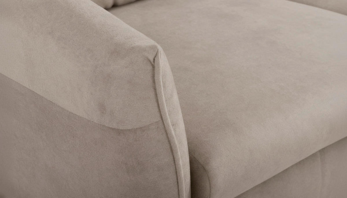 3-SITZER-SOFA  in Mikrofaser Beige Skandinavisch, Modern  - Beige/Buchefarben, Design, Holz/Textil (202/110/92cm) - Livetastic