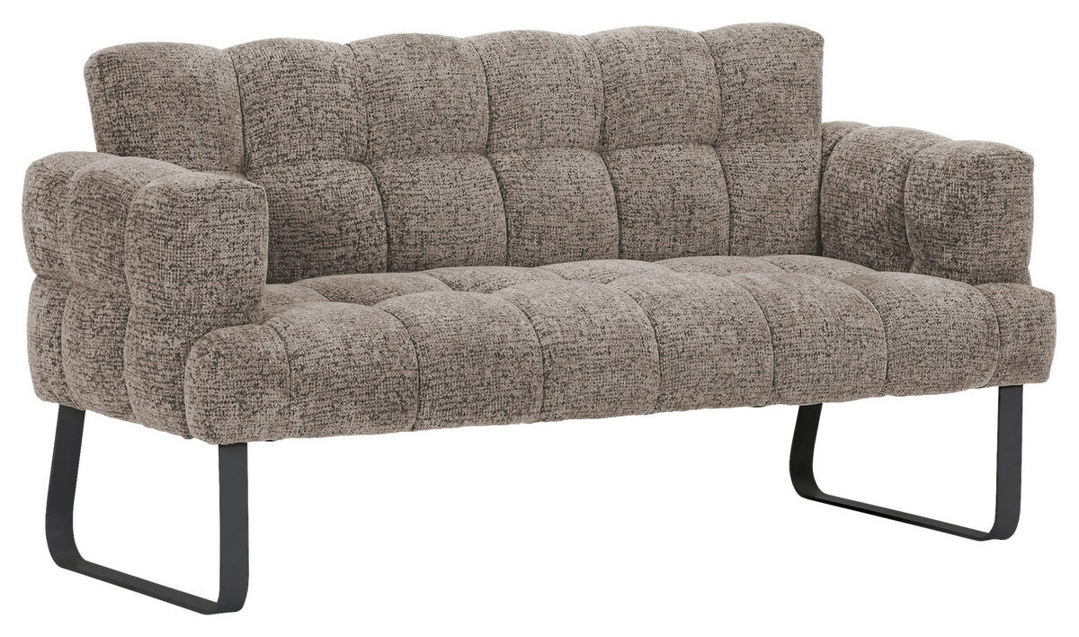 SITZBANK 176/91/78 cm Chenille Graubraun Metall  - Graubraun/Schwarz, Design, Textil/Metall (176/91/78cm) - Novel