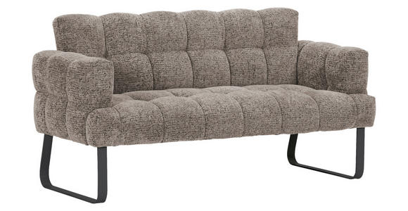 SITZBANK in Textil Graubraun  - Graubraun/Schwarz, Design, Textil/Metall (176/91/78cm) - Novel