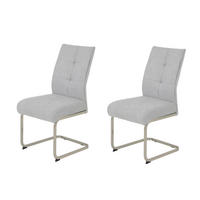 SCHWINGSTUHL-SET 2 Stück  in Stahl Flachgewebe  - Edelstahlfarben/Grau, MODERN, Textil/Metall (50/99/66cm) - MID.YOU