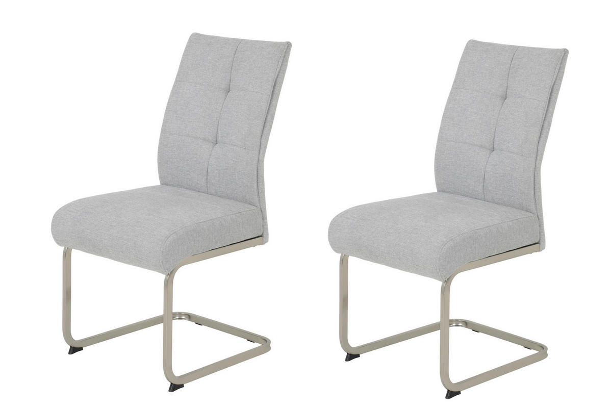 SCHWINGSTUHL-SET 2 Stück  in Stahl Flachgewebe  - Edelstahlfarben/Grau, MODERN, Textil/Metall (50/99/66cm) - MID.YOU