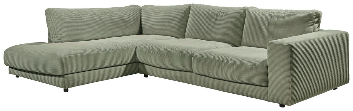 ECKSOFA in Cord Dunkelgrün  - Dunkelgrün/Schwarz, Design, Kunststoff/Textil (224/325cm) - Hom`in