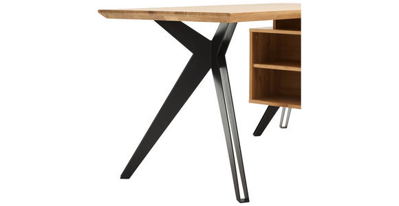 ECKSCHREIBTISCH 160/160/75 cm  in Eichefarben  - Eichefarben/Schwarz, Natur, Holz/Metall (160/160/75cm) - Linea Natura