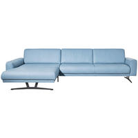 ECKSOFA in Echtleder Hellblau  179/324 cm  - Anthrazit/Hellblau, KONVENTIONELL, Leder/Metall (179/324cm) - Johann Jakob