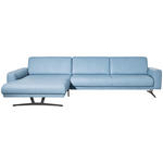 ECKSOFA in Echtleder Hellblau  179/324 cm  - Anthrazit/Hellblau, KONVENTIONELL, Leder/Metall (179/324cm) - Johann Jakob