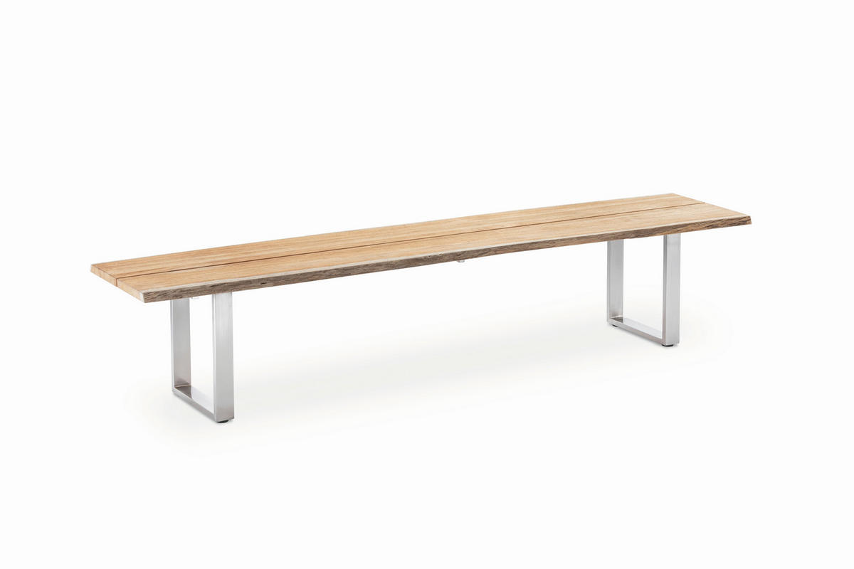 GARTENBANK 280/46/45 cm  in Naturfarben  - Silberfarben/Naturfarben, Design, Holz/Metall (280/46/45cm)