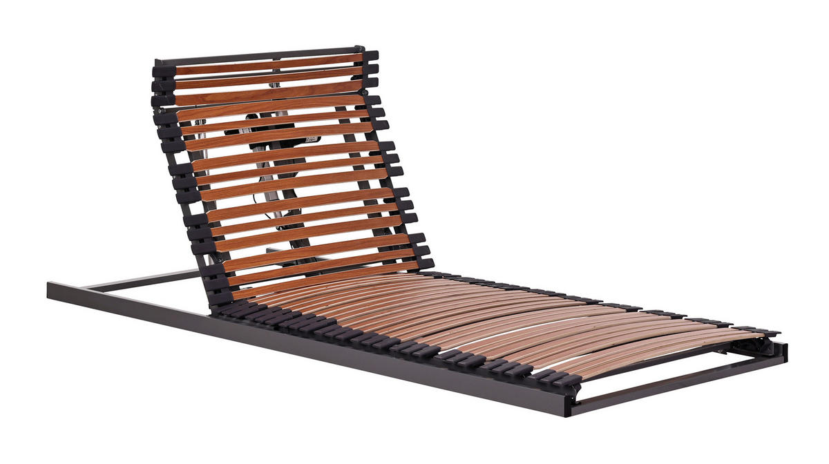 LATTENROST 100/200 cm Kopfteil, Fußteil, Mittelzone verstellbar, Birke  - Graphitfarben/Naturfarben, MODERN, Holz/Metall (100/200cm) - Sembella