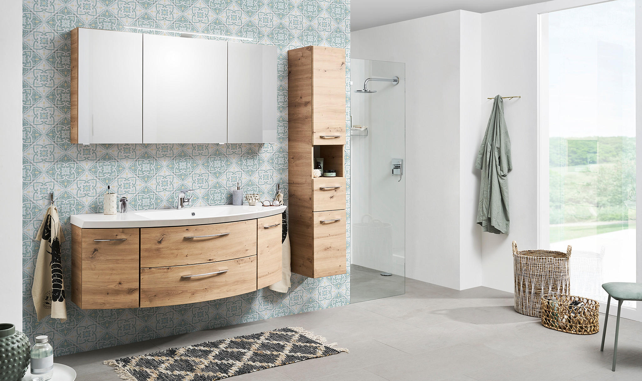 Thumbnail - Sadena Hochschrank, Eiche Artisan, Metall, Eiche, 1 Schublade(n) Schubladen, links montierbar, rechts montierbar, 30x168...