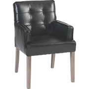 ARMLEHNSTUHL in Grau, Schwarz - Schwarz/Grau, Basics, Leder/Holz (59/89,5/67cm) - Ambia Home
