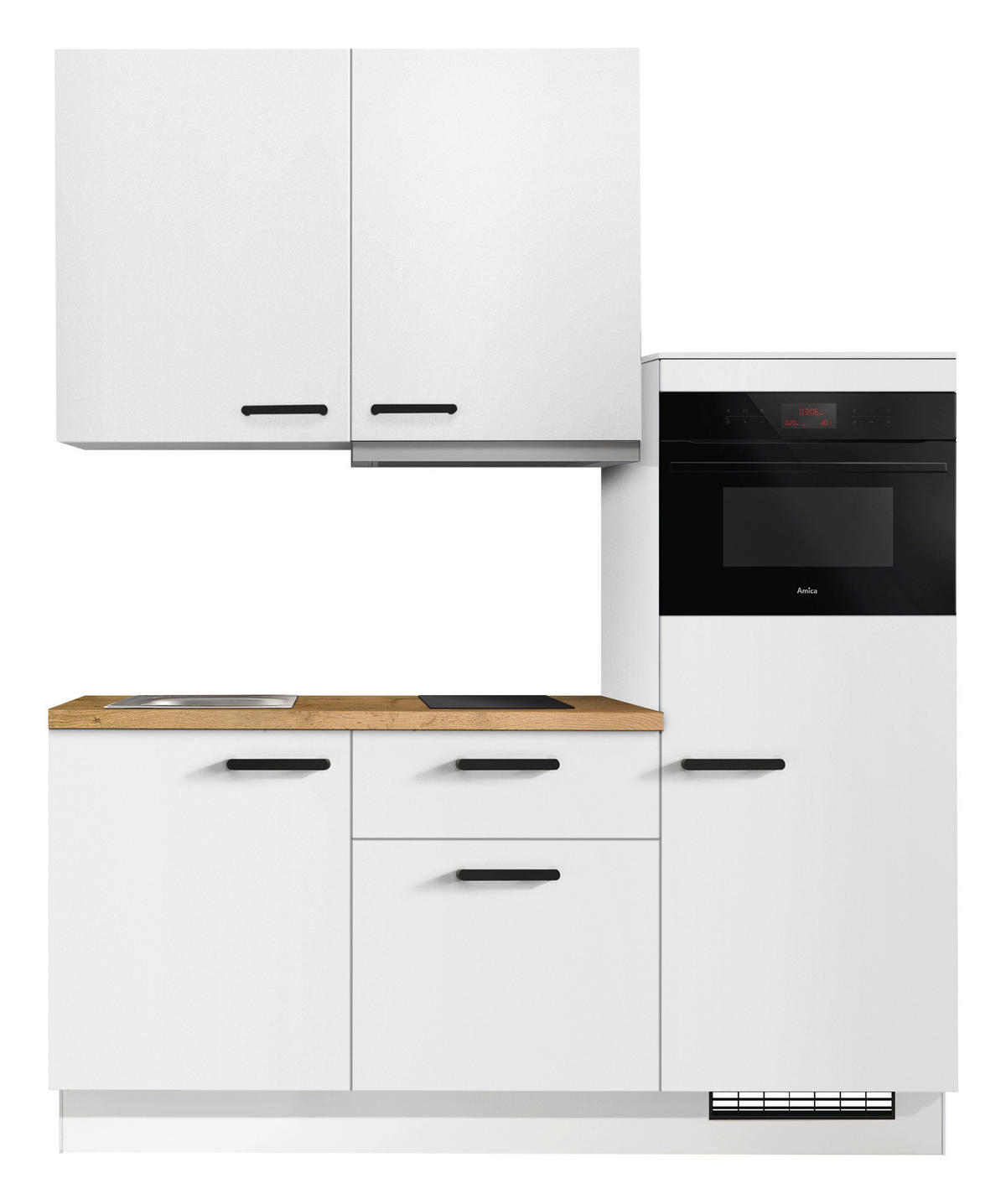 KÜCHENBLOCK 180 cm   in Weiß, Eichefarben  - Eichefarben/Schwarz, Basics, Holzwerkstoff/Metall (180cm) - Impuls