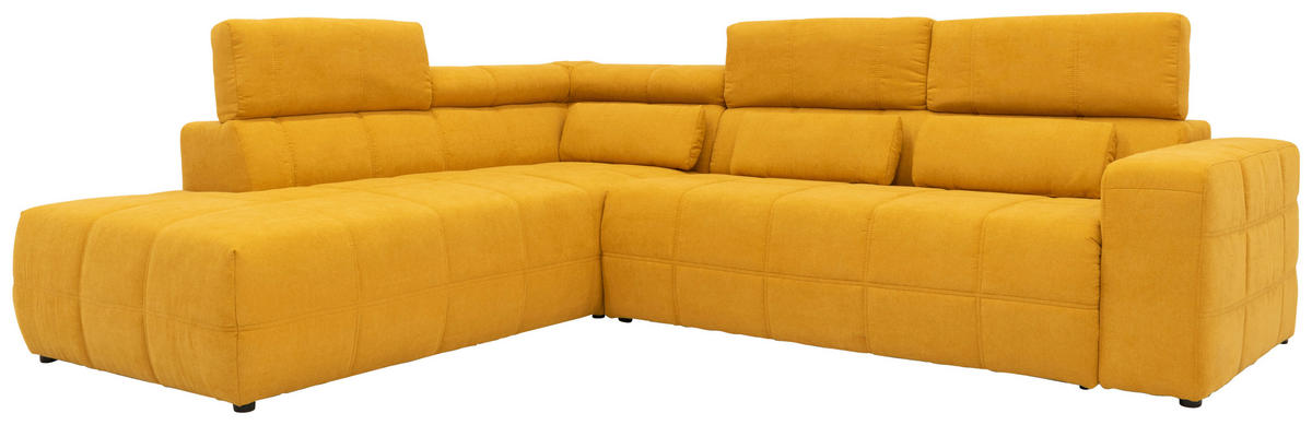 ECKSOFA Orange Mikrofaser  - Schwarz/Orange, Design, Kunststoff/Textil (228/275cm) - MID.YOU