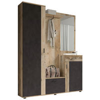 GARDEROBE 5-teilig  in 145/184/29 cm  - Eichefarben/Anthrazit, Design, Holzwerkstoff (145/184/29cm) - Livetastic