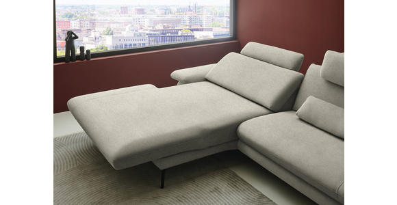 ECKSOFA  in Chenille, Flachgewebe Greige  180/284 cm  - Greige/Schwarz, Design, Textil/Metall (180/284cm) - Dieter Knoll
