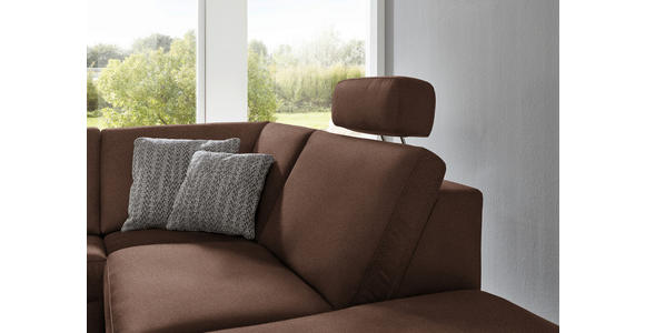 ECKSOFA in Mikrofaser Dunkelbraun  - Dunkelbraun/Alufarben, Design, Textil/Metall (275/242cm) - Dieter Knoll