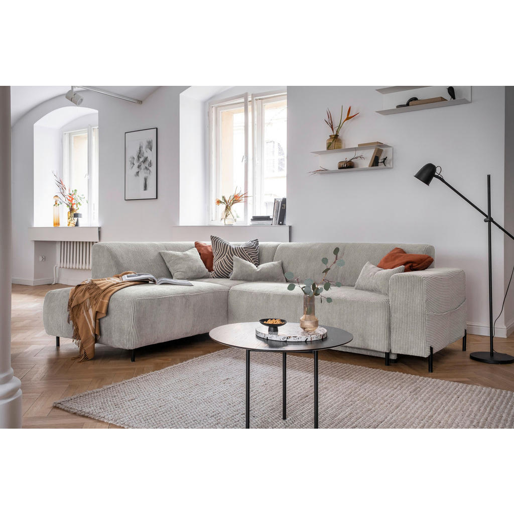 Thumbnail - Mid.you Ecksofa, Beige, Textil, Uni, 6-Sitzer, Füllung: Schaumstoffflocken,Schaumstoffflocken, Ottomane links, L-Form, 2...