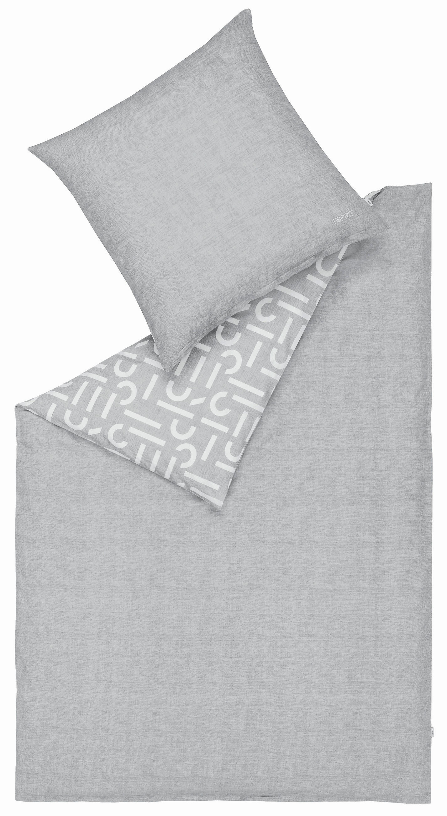 WENDEBETTWÄSCHE E-Scatter Big Flanell 135/200 cm  - Hellgrau/Grau, Basics, Textil (135/200cm) - Esprit