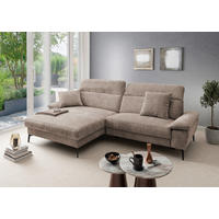 ECKSOFA CANCELLI in Struktur Braun  178/300 cm  - Schwarz/Braun, KONVENTIONELL, Textil/Metall (178/300cm) - Livetastic