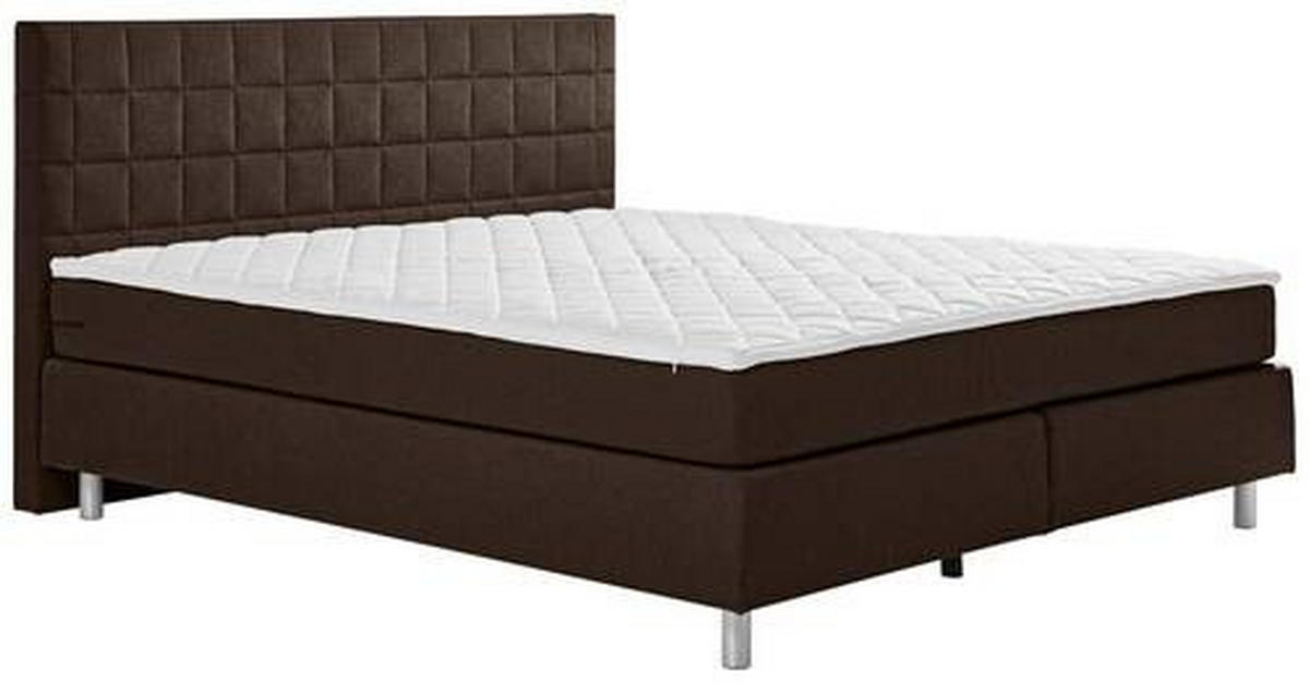 BOXSPRINGBETT 180/200 cm  in Braun  - Alufarben/Braun, KONVENTIONELL, Textil/Metall (180/200cm) - Carryhome