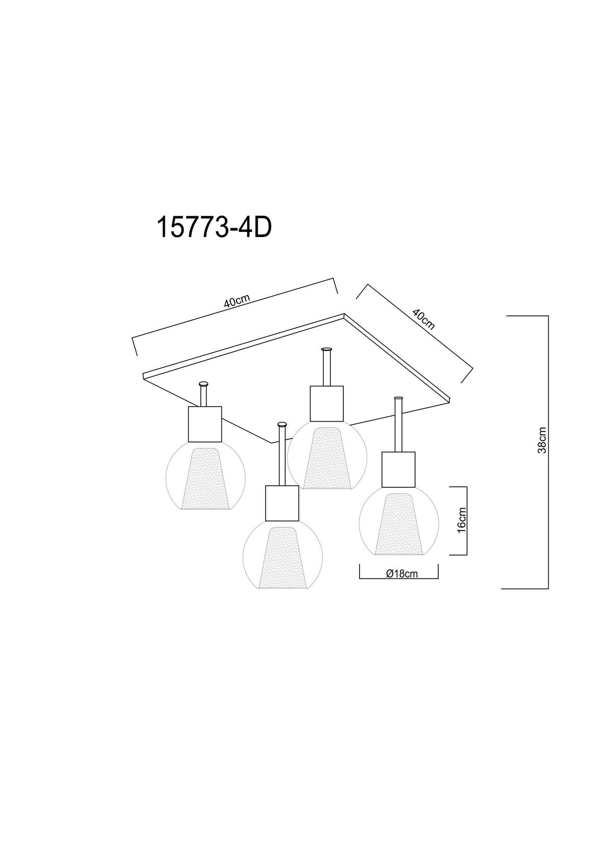 DECKENLEUCHTE    43/43/38 cm  - Klar/Dunkelbraun, Basics, Glas/Holzwerkstoff (43/43/38cm) - Globo