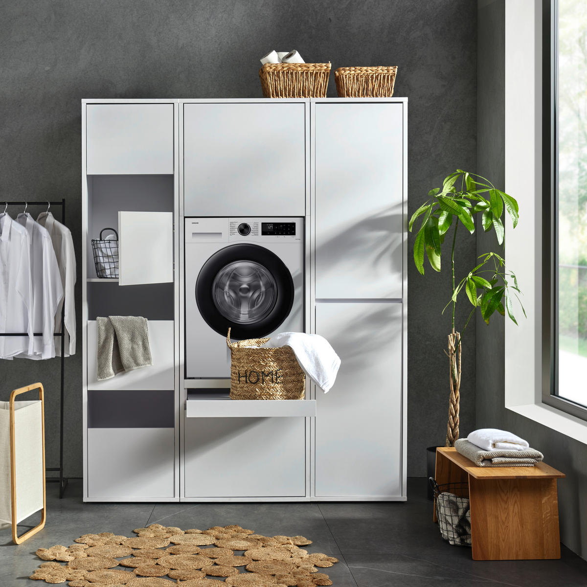 WASCHMASCHINENSCHRANK 67,5/151,8/67,5 cm  in Weiß  - Weiß, Basics, Holzwerkstoff (67,5/151,8/67,5cm) - Xora