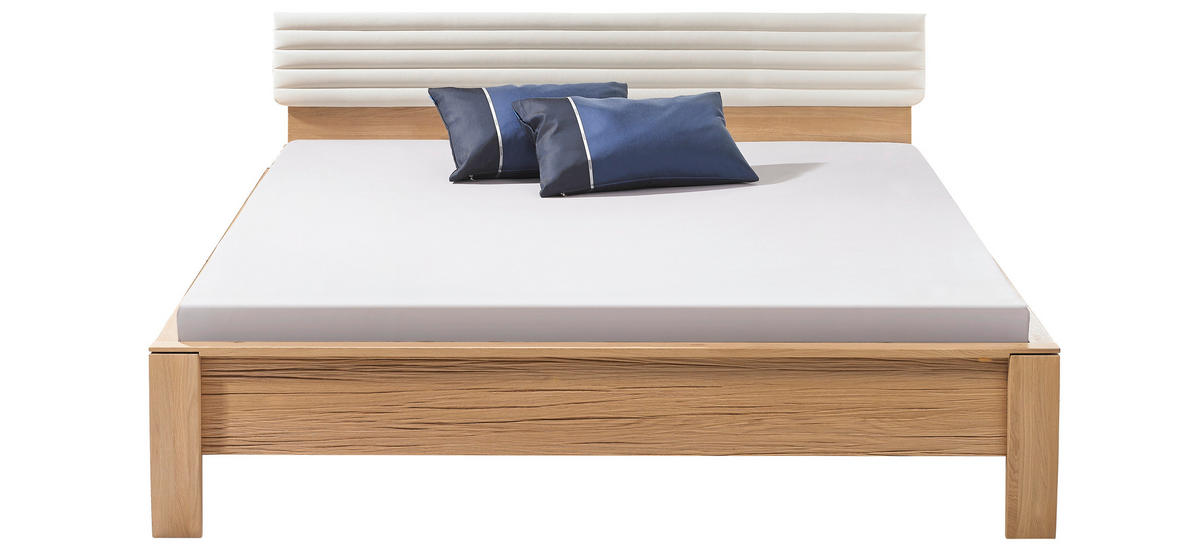 BETT 180/200 cm  in Weiß, Eichefarben  - Eichefarben/Weiß, Design, Holz/Textil (180/200cm) - Valdera