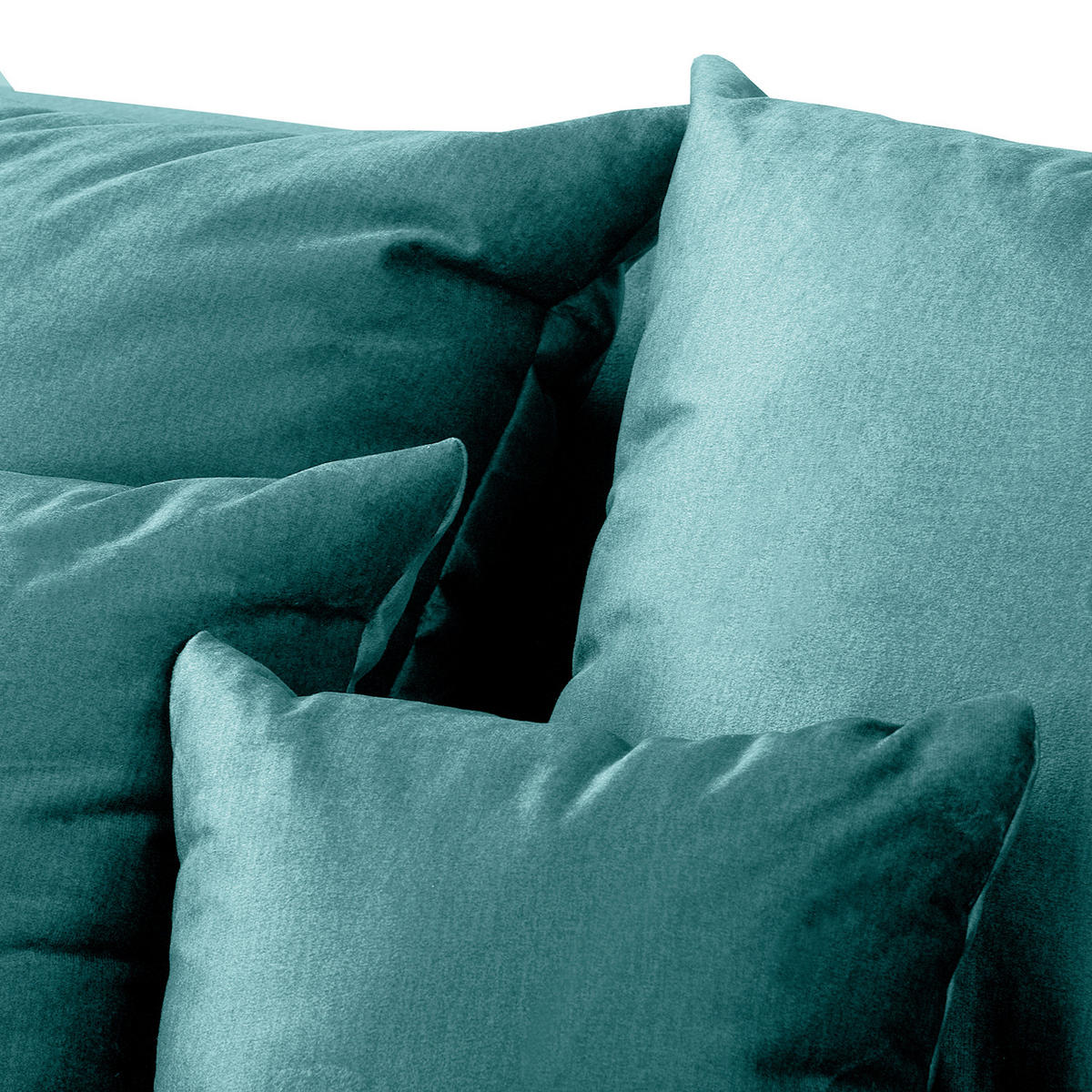ECKSOFA Velours Blau  - Blau/Schwarz, Design, Kunststoff/Textil (284/243cm) - P & B