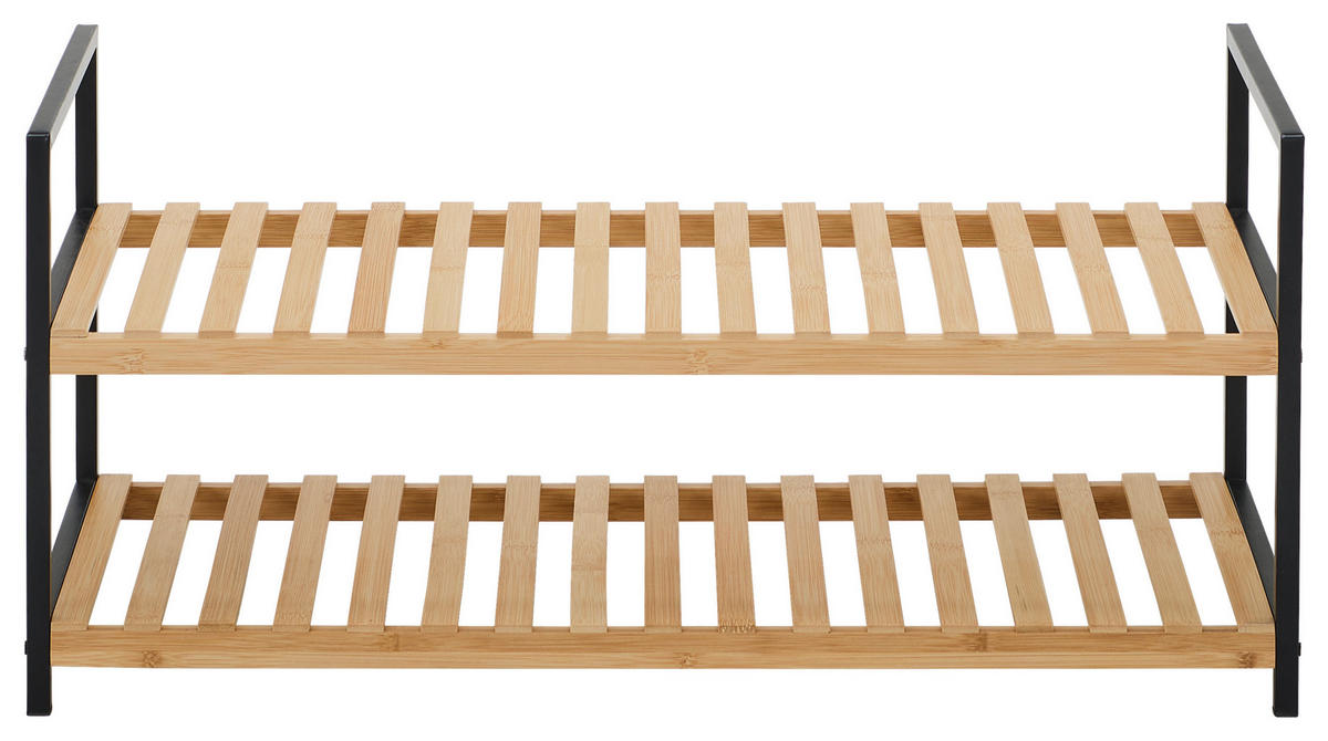 SCHUHREGAL Naturfarben, Schwarz  - Schwarz/Naturfarben, Basics, Naturmaterialien/Metall (70/32/30cm) - Carryhome