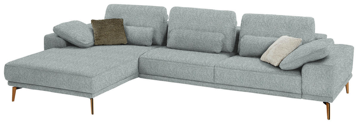 ECKSOFA in Flachgewebe Hellgrau  193/334 cm  - Wildeiche/Hellgrau, Design, Holz/Textil (193/334cm) - Niels Andersson