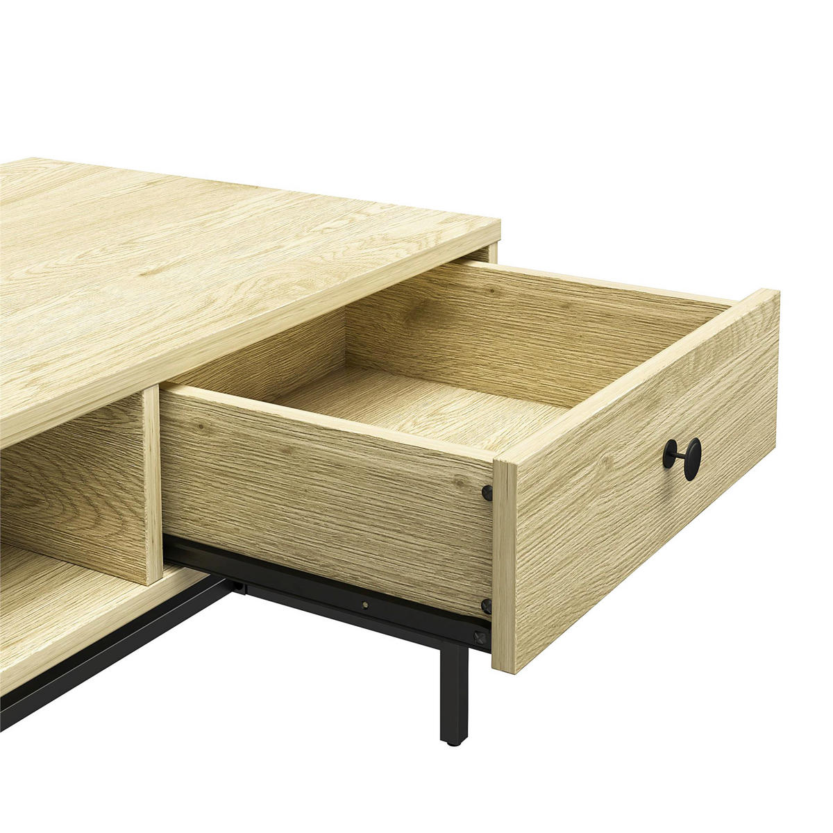 COUCHTISCH in Metall, Holzwerkstoff 101/45/50 cm  - Eichefarben/Schwarz, Design, Holzwerkstoff/Metall (101/45/50cm) - MID.YOU