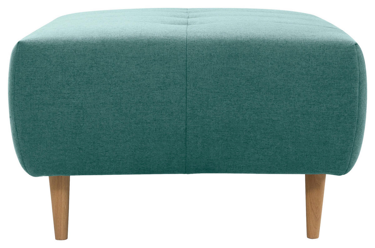 HOCKER in Textil Türkis  - Türkis/Eichefarben, Design, Holz/Textil (107/47/79cm) - Livetastic