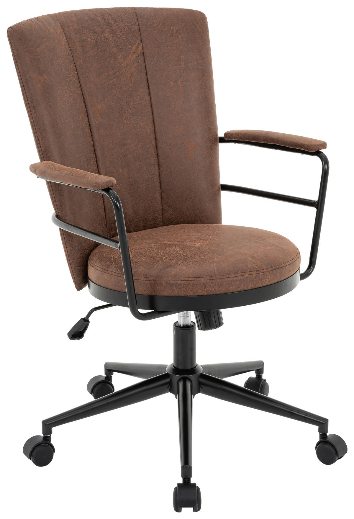 DREHSTUHL  in Mikrofaser Braun, Schwarz  - Schwarz/Braun, Design, Kunststoff/Textil (64/89,5-97,5/64cm) - Carryhome